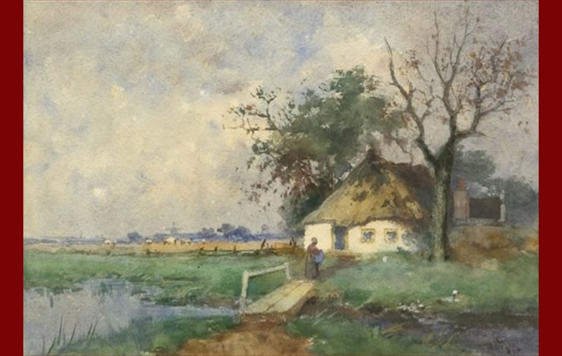 Boerin bij boerderij