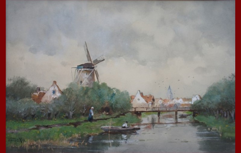 Dorpje, rivier, vrouwtje en mannetje