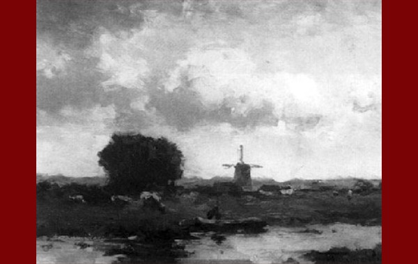 A farmer in a polder landscape