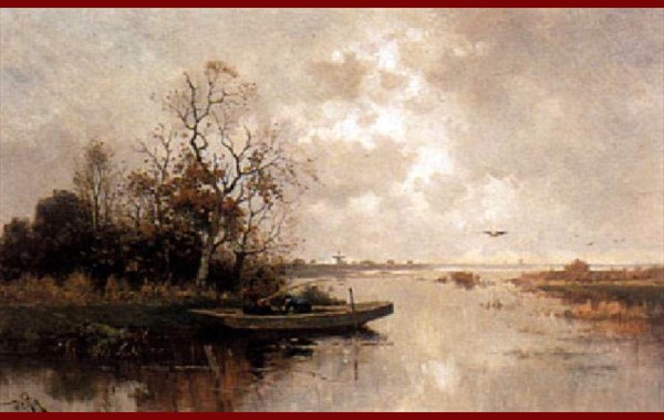 An angler in a polder landscape