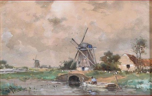 Poldergezicht met molens