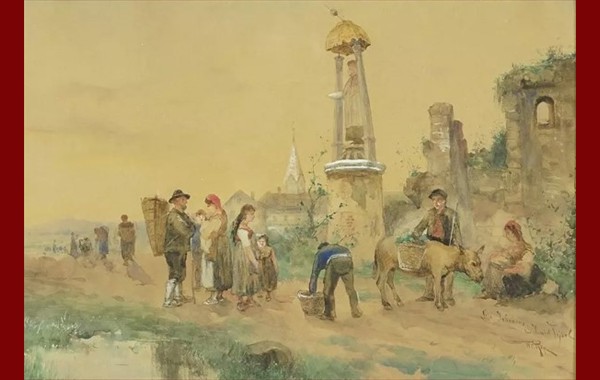 Tyrol Village Square with Statue of St. Johannes
